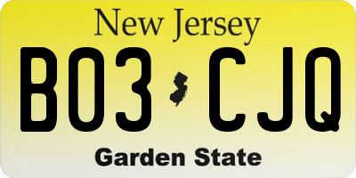 NJ license plate B03CJQ