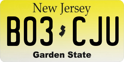 NJ license plate B03CJU