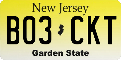 NJ license plate B03CKT