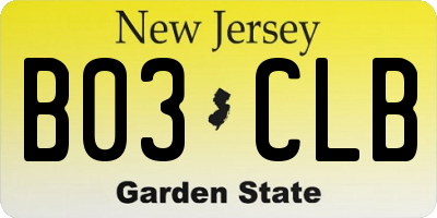 NJ license plate B03CLB