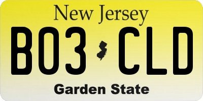 NJ license plate B03CLD