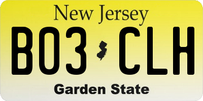 NJ license plate B03CLH