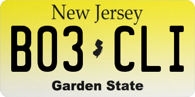 NJ license plate B03CLI