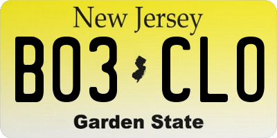 NJ license plate B03CLO