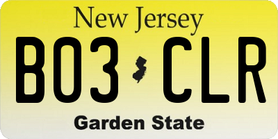NJ license plate B03CLR