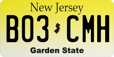 NJ license plate B03CMH