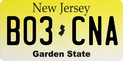 NJ license plate B03CNA