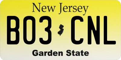 NJ license plate B03CNL