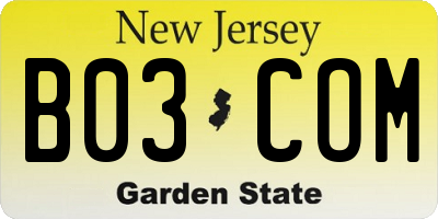 NJ license plate B03COM
