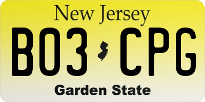 NJ license plate B03CPG