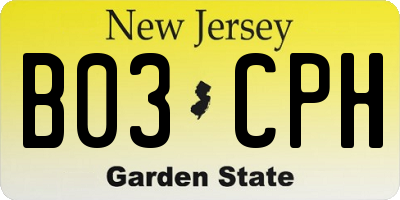 NJ license plate B03CPH