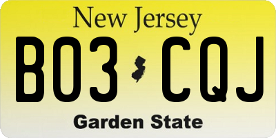 NJ license plate B03CQJ