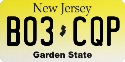 NJ license plate B03CQP