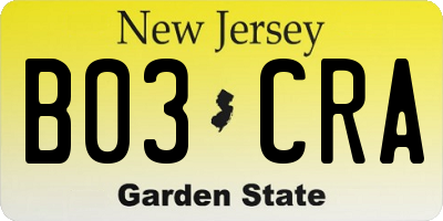 NJ license plate B03CRA