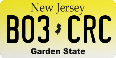 NJ license plate B03CRC