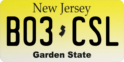 NJ license plate B03CSL