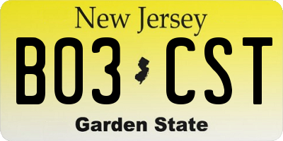 NJ license plate B03CST