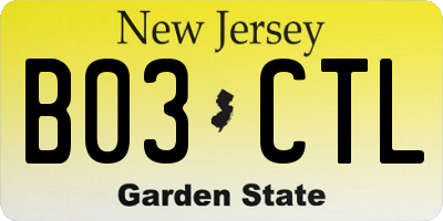 NJ license plate B03CTL