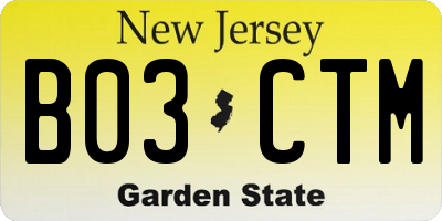 NJ license plate B03CTM