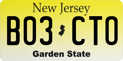 NJ license plate B03CTO