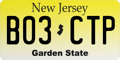 NJ license plate B03CTP