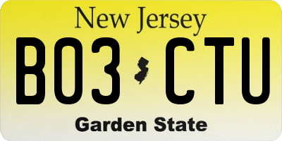 NJ license plate B03CTU