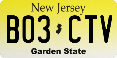 NJ license plate B03CTV