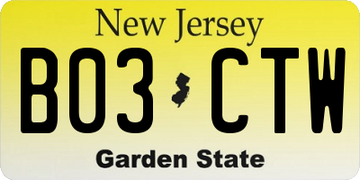 NJ license plate B03CTW