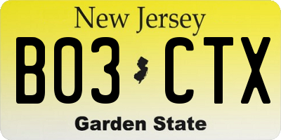 NJ license plate B03CTX