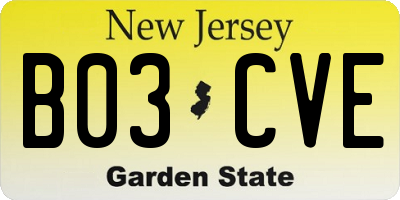NJ license plate B03CVE