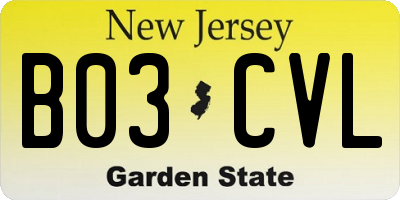 NJ license plate B03CVL