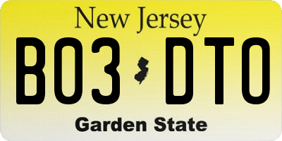 NJ license plate B03DTO