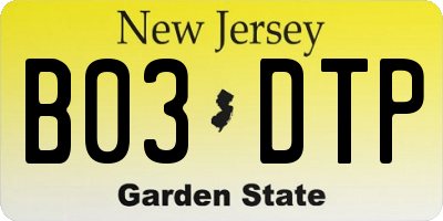 NJ license plate B03DTP