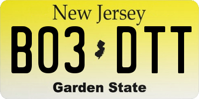 NJ license plate B03DTT