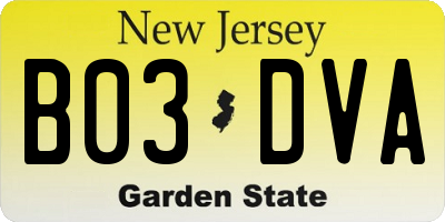 NJ license plate B03DVA