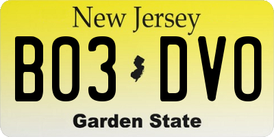 NJ license plate B03DVO