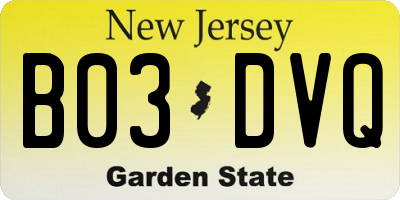 NJ license plate B03DVQ