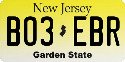 NJ license plate B03EBR