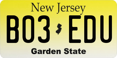 NJ license plate B03EDU
