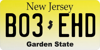 NJ license plate B03EHD