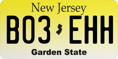 NJ license plate B03EHH