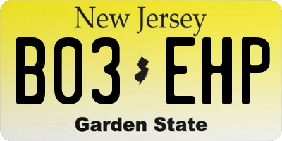 NJ license plate B03EHP