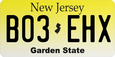 NJ license plate B03EHX