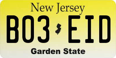 NJ license plate B03EID