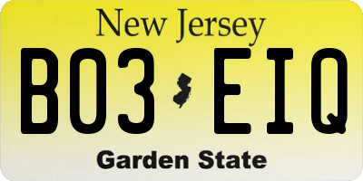 NJ license plate B03EIQ