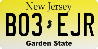 NJ license plate B03EJR