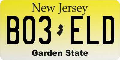 NJ license plate B03ELD