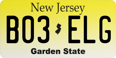 NJ license plate B03ELG