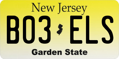 NJ license plate B03ELS