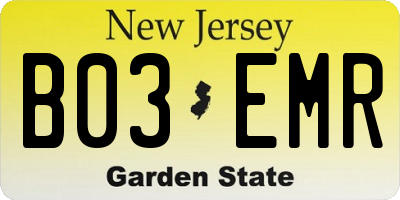 NJ license plate B03EMR